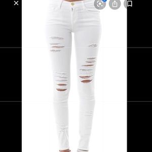 FRAME White Distressed Skinny Jeans